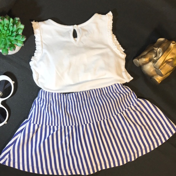 Blue/White Stripes Boden Girl Skort - Picture 3 of 7